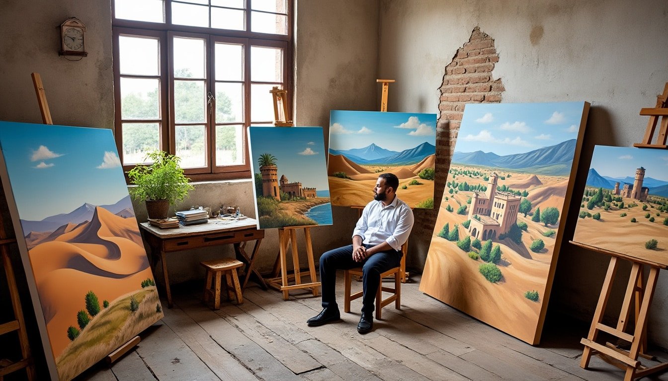 découvrez l'univers artistique de mohamed yacine hassini, un peintre qui explore et révèle l'âme algérienne à travers ses œuvres vibrantes et profondes, véritables reflets de son identité et de sa passion.