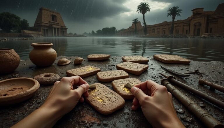découvrez le grand déluge d’argile à travers les tablettes anciennes révélant une fin du monde oubliée, une histoire fascinante entre mythes et archéologie.