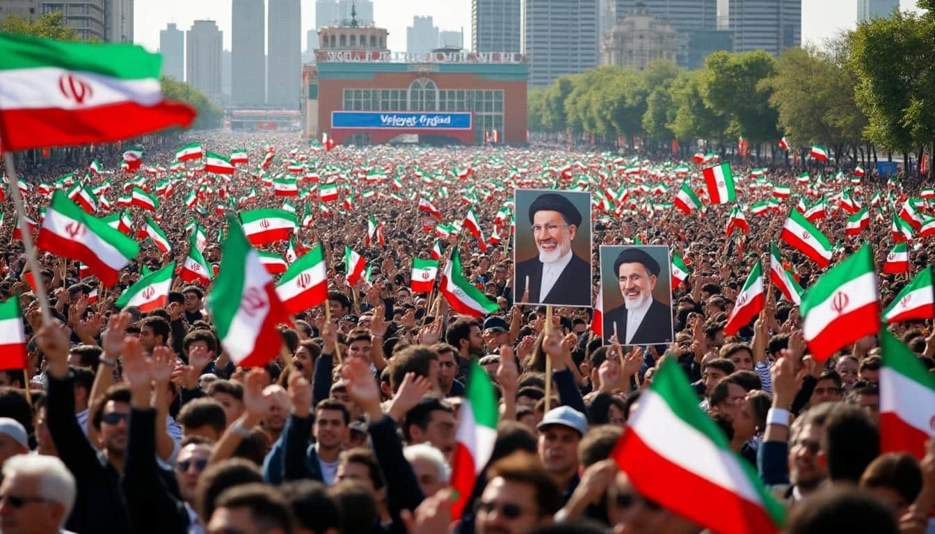 à téhéran, des milliers d'iraniens expriment leur soutien au nouveau guide suprême lors d'une démonstration d'allégeance symbolique et massive.