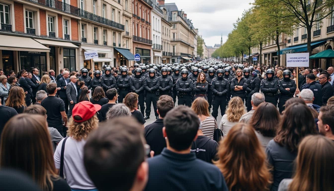en france, des milliers de manifestants se mobilisent unis contre le racisme, le fascisme et les conflits armés, réclamant justice et paix.