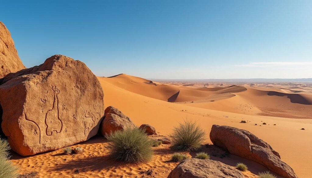 découvrez l'erg admer, les dunes mythiques du tassili, où sable doré et gravures rupestres millénaires racontent l'histoire fascinante du désert.