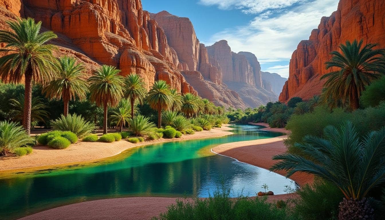 découvrez la vallée d'iherir, une oasis humide unique nichée au cœur du désert algérien, offrant un véritable havre de vie et de biodiversité dans un paysage aride.