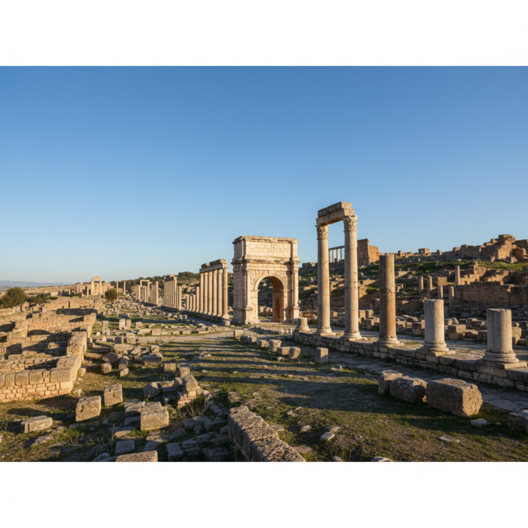 Ruines romaines de Djemila, arc et colonnades