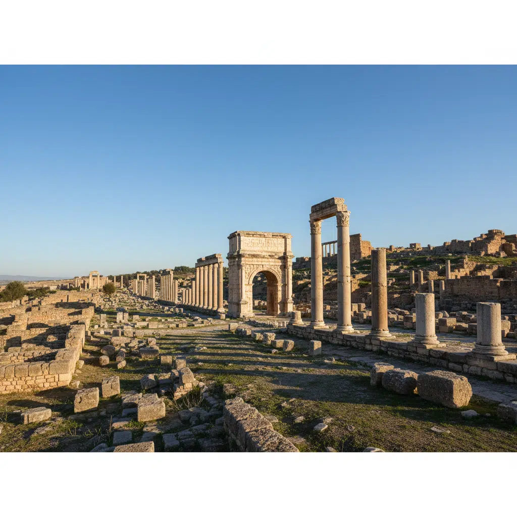 Ruines romaines de Djemila, arc et colonnades