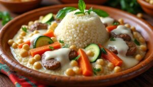 découvrez la recette authentique du couscous algérien sauce blanche à l'algéroise, un plat traditionnel savoureux et facile à préparer pour régaler toute la famille.