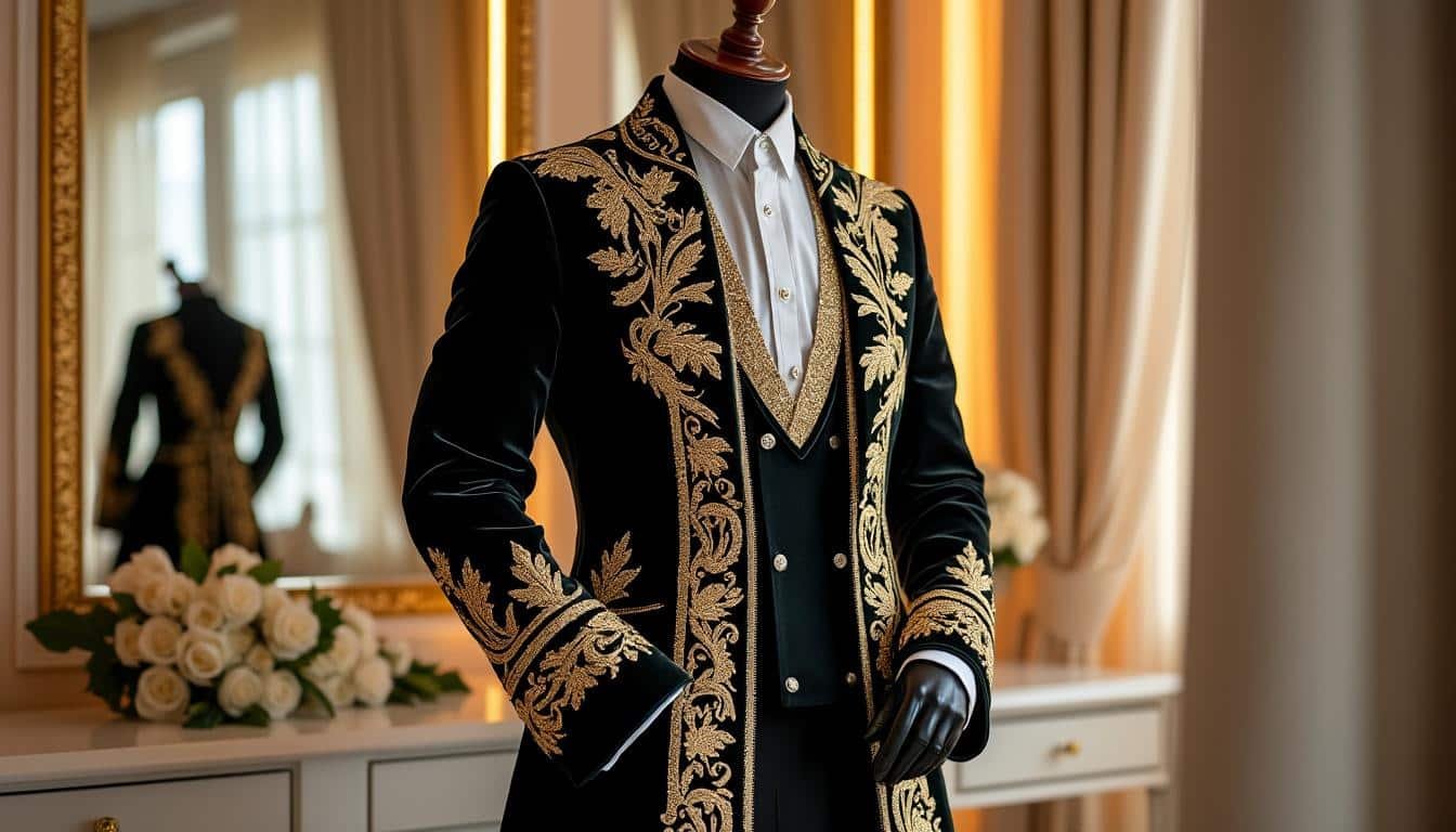 découvrez le karakou algérois, la veste traditionnelle en velours brodé or portée lors des mariages, symbole d'élégance et de patrimoine algérien.