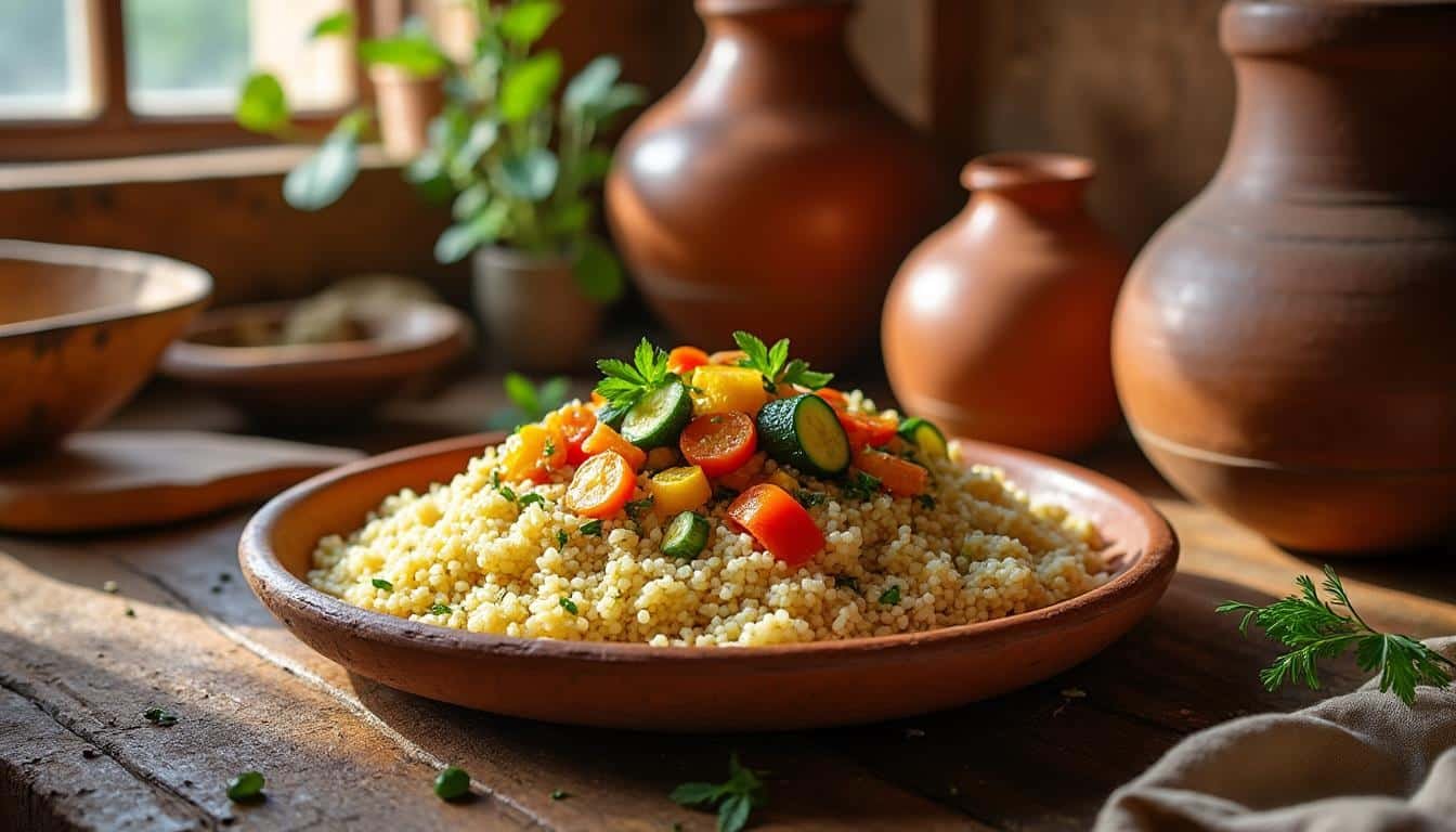 découvrez le couscous kabyle à l'huile d'olive, une délicieuse version végétale qui allie saveurs traditionnelles et cuisine saine pour un repas gourmand et équilibré.